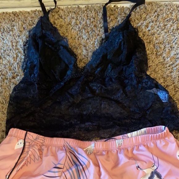 Lingerie see through top, shorts and cover up.